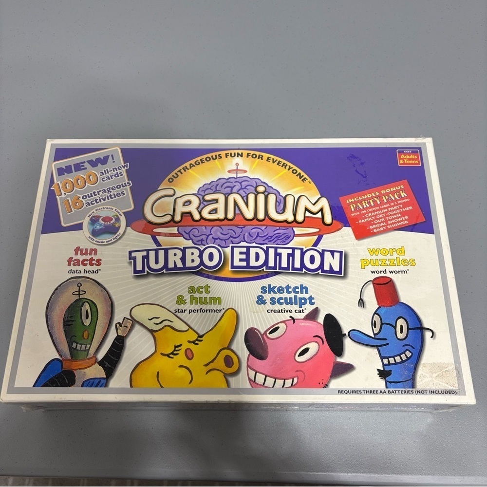 Cranium Turbo Edition Family Board Game VTG SEALED Adults Teens Players 4+